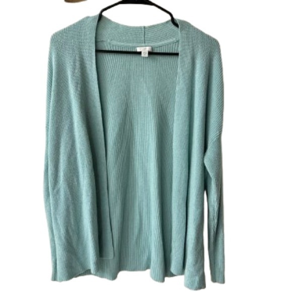 J. Jill Canal Blue Open Front Knit Sweater Cardigan M Petite - Picture 1 of 9
